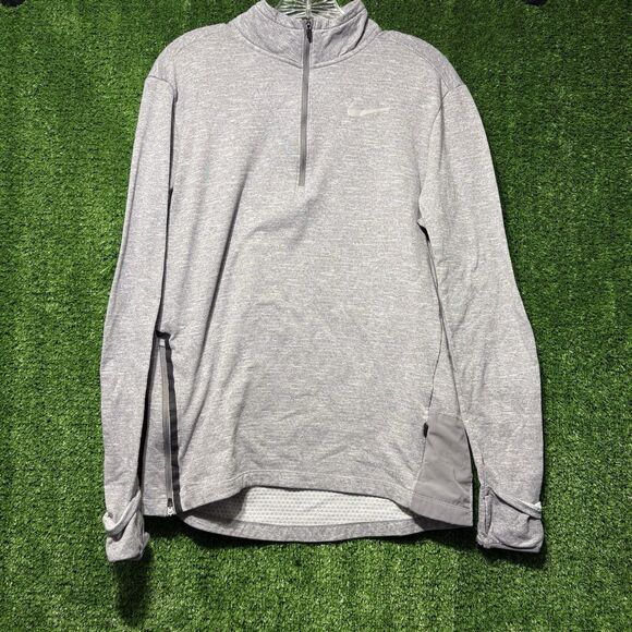 Womens Nike Running Half Zip Light Weight Long Sleeve Pullover Gray Womens Med - Picture 1 of 9